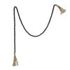 Paulownia Wood Bead Garland, Jute Tassels, Distressed Black, 72"L