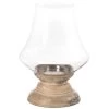 Creative Co-Op Hand-Blown Glass And Mango Wood Hurricane Candle Holder