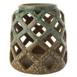 Creative Co-Op Turquoise Stoneware Lantern