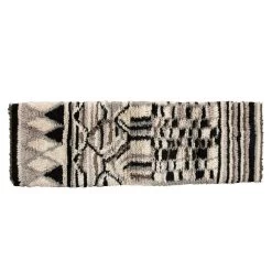 Wool Patterned Gray And Black Shag Runner