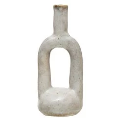 Stoneware Cutout White Reactive Glaze Vase