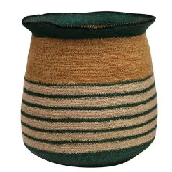 Creative Co-Op Round Hand Woven Seagrass Striped Basket