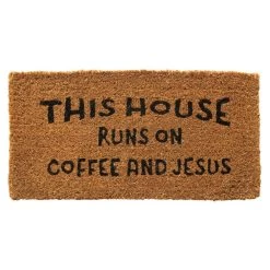 This House Runs On Coffee And Jesus Doormat