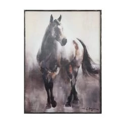 Wood Framed Canvas Horse Wall Decor