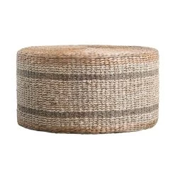 Natural Woven Water Hyacinth And Seagrass Pouf