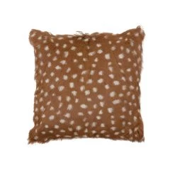 Creative Co-Op Goat Fur Brown And White Accent Pillow