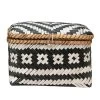 Large Black And White Hand Woven Bamboo Box
