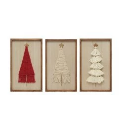 Framed Woven White Tassel Christmas Tree
