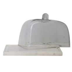 Creative Co-Op Glass Cloche With White Marble Base