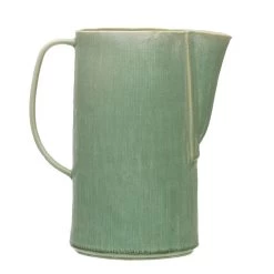 Creative Co-Op Green Stoneware Pitcher