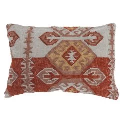 Creative Co-Op Kilim Lumbar Pillow With Ikat Pattern