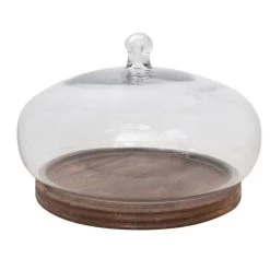 Creative Co-Op Glass Orb Shaped Cloche With Wood Base