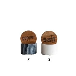 Round Marble Salt - OR - Pepper Container With Wood Lid, Each Container Sold Separately -Creative Co-op Sales Store 1 feac9128 63be 4fc4 9dc8 46b47dcf86c6
