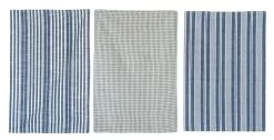 Cotton Kitchen Tea Towel, Blue & Cream, 3 Style Options