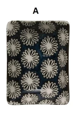 Stoneware Dish With Pattern, Midnight Blue, 2 Style Options -Creative Co-op Sales Store A 1513ed10 26a4 40d9 a5ea 3c284c380d9c