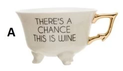 Bar Saying Stoneware Footed Teacup With Gold Electroplating, Black & White, 6 Style Options -Creative Co-op Sales Store A 8ff7e2c2 489c 4883 a665 d6134f38d8e8