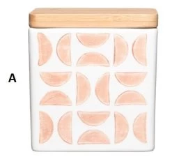 Hand-Stamped Stoneware Canisters With Bamboo Lid, 4 Color Options -Creative Co-op Sales Store A abcf36ec 732e 4f96 a7cd c3bde27318e9