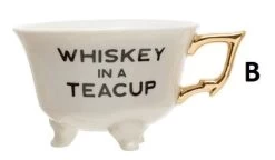 Bar Saying Stoneware Footed Teacup With Gold Electroplating, Black & White, 6 Style Options -Creative Co-op Sales Store B 4bce30bb c4b8 4651 b65c 4bd536bbac8a