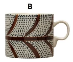 Hand-Painted Stoneware Mug With Pattern, Multi Color, 4 Style Options -Creative Co-op Sales Store B 68d91183 e0ce 4a37 804c ad23f595f5a9
