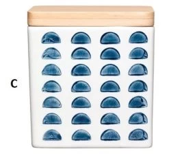 Hand-Stamped Stoneware Canisters With Bamboo Lid, 4 Color Options -Creative Co-op Sales Store C 6d361d30 bfd1 4d18 9c03 10d144c6833a