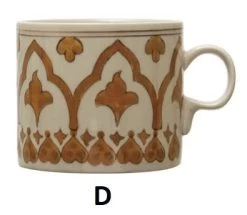 Hand-Painted Stoneware Mug With Pattern, Multi Color, 4 Style Options -Creative Co-op Sales Store D f2dc365f c294 490e bf0b 71e4142d3c16