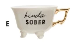 Bar Saying Stoneware Footed Teacup With Gold Electroplating, Black & White, 6 Style Options -Creative Co-op Sales Store E 16e6d94e 83cc 4a1c bffa ef23adbfcad4