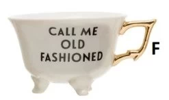 Bar Saying Stoneware Footed Teacup With Gold Electroplating, Black & White, 6 Style Options -Creative Co-op Sales Store F e4be0027 6fa0 45ba 8a0f 4e98abc3aec0