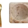 Marble & Sandstone Pinch Pot With Brass Spoon