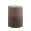 4" Unscented Pleated Pillar Candle, Powder Finish, Leather Color