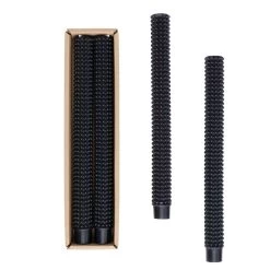 Hobnail Taper Candles, Black, Boxed Set Of 2
