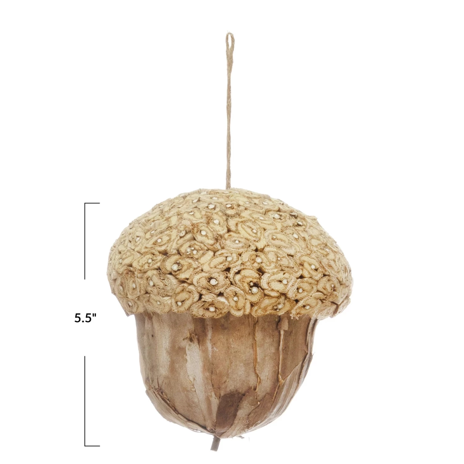JuJube Bark Acorn Ornament, 5.5" 2 JuJube Bark Acorn Ornament, 5.5" - Image 2