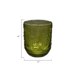 Embossed Drinking Glass, Green -Creative Co-op Sales Store da4315 2