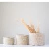 Natural Woven Seagrass Baskets With Lid, Whitewashed, 3 Size Options
