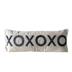 "XOXOXO" Cotton Canvas Pillow With Applique