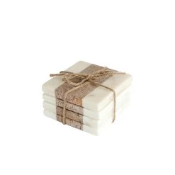 Marble Coasters, White & Natural, Set Of 4