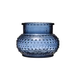 Glass Hobnail Candle Holder Vase, Blue
