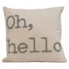 "Oh, Hello" Pillow With Embroidery, Grey
