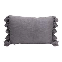 Cotton Slub Lumbar Pillow With Tassels
