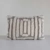 Woven Cotton Lumbar Pillow With Tufted Design, Tan & Cream