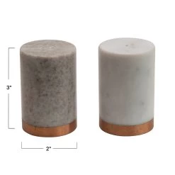 Marble Salt & Pepper Shakers With Copper Base, White & Beige, Set Of 2 -Creative Co-op Sales Store df3650 2 1
