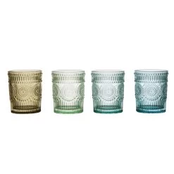 Embossed Drinking Glass, 4 Color Options (Pick Up Only)