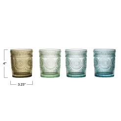 Embossed Drinking Glass, 4 Color Options (Pick Up Only) 5 Embossed Drinking Glass, 4 Color Options (Pick Up Only) -Creative Co-op Sales Store df4129a 2