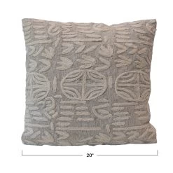Cotton & Jute Appliqued Pillow, Beige & Cream -Creative Co-op Sales Store df4515pmc 3