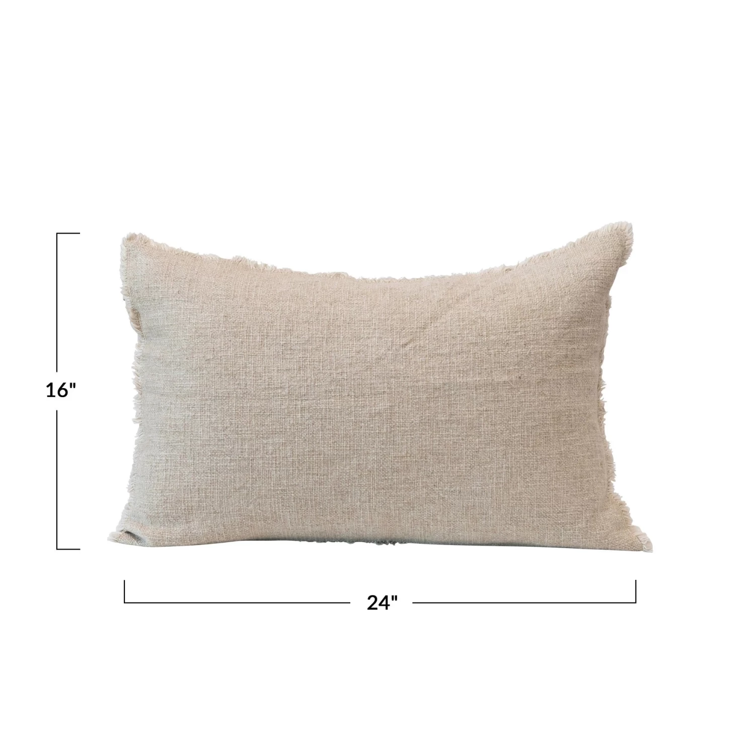 Lumbar Pillow With Frayed Edges, Natural 3 Lumbar Pillow With Frayed Edges, Natural - Image 3