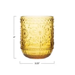 Embossed Drinking Glass, Amber -Creative Co-op Sales Store df4700 3