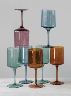 Stemmed Wine Glass, 4 Color Options (Pick Up Only)