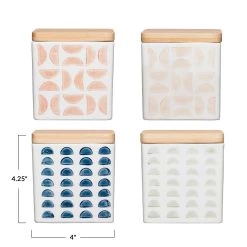 Hand-Stamped Stoneware Canisters With Bamboo Lid, 4 Color Options -Creative Co-op Sales Store df4861a 3