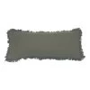 Cotton Lumbar Pillow With Eyelash Fringe, Olive