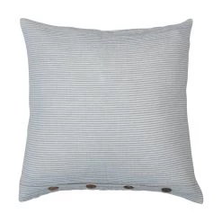 Pillow With Stripes & Wood Buttons, Grey & White