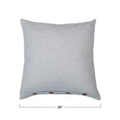 Pillow With Stripes & Wood Buttons, Grey & White -Creative Co-op Sales Store df5209 5